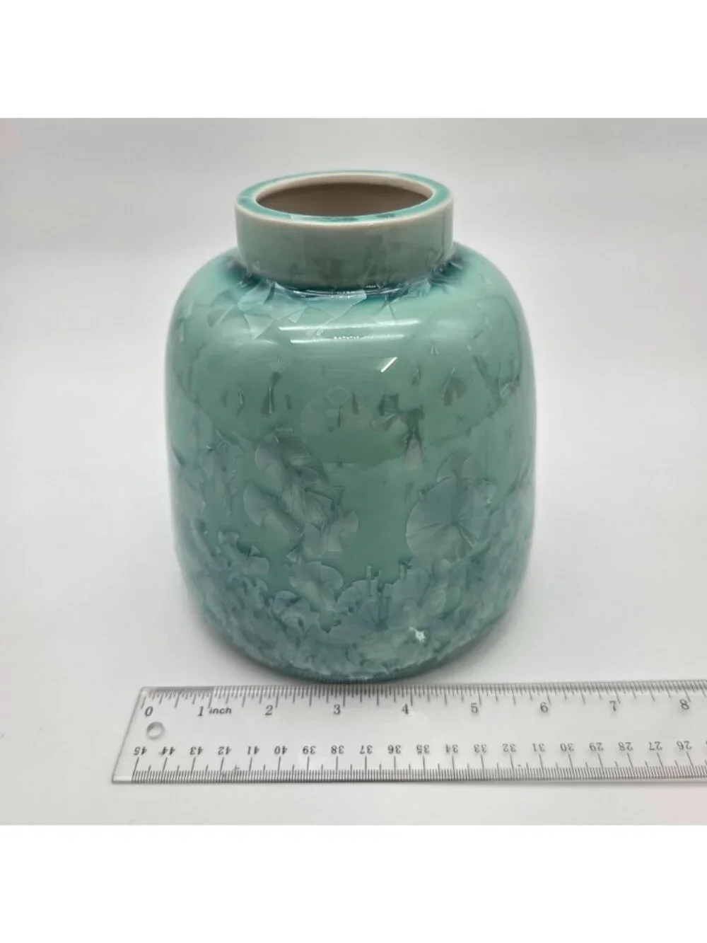 Teal Crystalline Glaze Art Pottery Vase